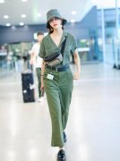 宋妍霏真厉害一身军绿色走出时尚大咖范时髦帅