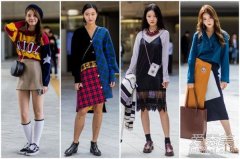 首尔时装周街拍 韩国女生的裙裝穿搭