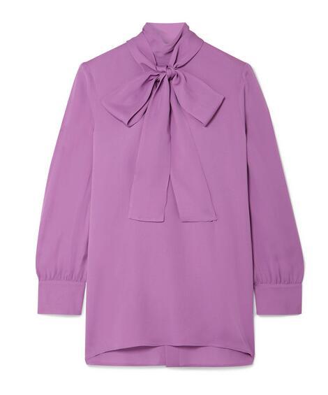Gucci蝴蝶结真丝绉纱女衫 $1,648