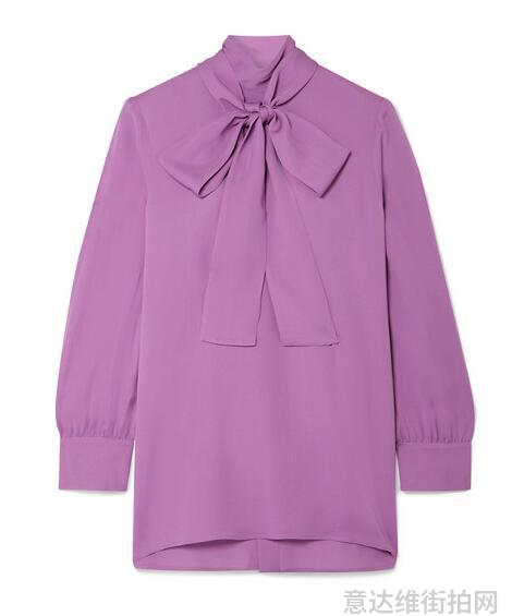 Gucci蝴蝶结真丝绉纱女衫 $1,648