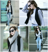 郑秀妍机场街拍 元气少女示范早秋look