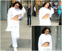 Bella Hadid 纽约街拍 蕾丝bra又小清新